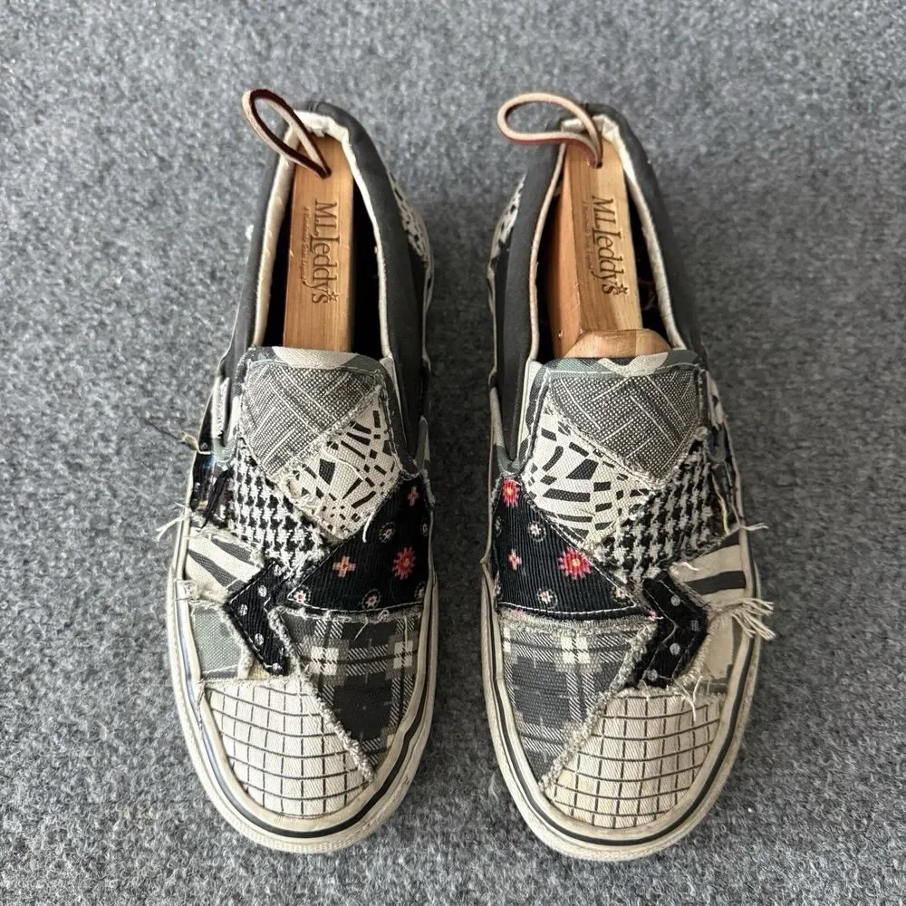 VTG Skechers Cali Slip On Patchwork Canvas Shoes Women’s Black Gray Sneakers 8.5